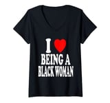 Womens I Heart (Love) Being A Black Woman V-Neck T-Shirt