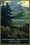 TX75 Vintage Adirondack Mountains Lake Placid American New York Central Railway Travel Poster Re-Print - A2+ (610 x 432mm) 24" x 17"