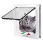 Chatière pour chien - 4 voies - Porte pour animal domestique - Installation facile - Pour chat, chaton, petit chien - 19,8 x 19 x 5,5 cm - Blanc