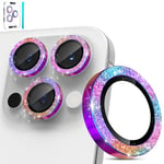 imluckies Glitter Camera Lens Protector for iPhone 16 Pro - iPhone 16 Pro Max, AR+AF Tempered Glass, 9H Ultra-Tough Metal Individual Lens Cover, HD Clear Camera Accessories - Bling Colorful