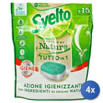 4x Svelto Tabs Lave-Vaisselle 15 Pièces Nature Hygiène Made IN Italy