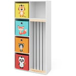 Bibliothèque enfant Marvin, Blanc, 72 x 143 cm avec 4 boîtes pliantes opt.1, Vicco