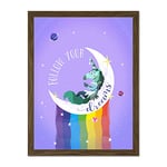 Wee Blue Coo Unicorn Follow Your Dreams Wall Large Framed Art Print Poster Wall Decor 18x24 inch