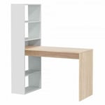 Bureau Chêne +Librera Blanc 5 Étagères pour Maison Et Bureau 120x50cm H 144cm