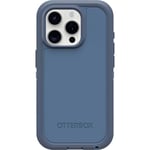 OtterBox iPhone 15 Pro (Only) Defender Series XT Case - BABY BLUE JEANS (Blue), screenless, rugged, snaps to MagSafe, lanyard attachment