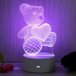 Umnuou - 3D Veilleuse led Lampe Veilleuse Enfants Tactile Lampe 7 Couleurs Changer Nounours Nuit Lumière De Noël Cadeaux Lampes pour Chambre