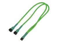 Nanoxia - Strömdelare För Fläkt - 3 Pin Molex (Hona) Till 3 Pin Molex (Hane) - 60 Cm - Neongrön