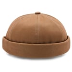 Beige Docker Hat Keps Rullad Skärm Mössa Beanie Sotarmössa beige