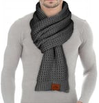 Loowoko echarpe homme femme hiver, Écharpe à Gaufre en forme classique, Automne Hiver Echarpe en Tricot Tricoté Chauds Épaisses Longues,Cadeau de Noël pour Amis et famille Noir gris