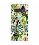 Coque Galaxy S10 PLUS perroquet patchwork flamant exotique tropical geometrique