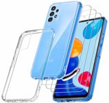 RKINC Coque pour Samsung Galaxy A52 5G 4G, A52S 5G, avec 3 Films de Verre Trempé Armor, ne jaunissant jamais Norme Militaire, résistante aux Chocs et aux Rayures Coque de Protection Transparent