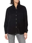 Urban Classics Women's Tb3755-ladies Corduroy Oversized Shirt, Black, S/Plus Tall