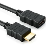 1 METRE 4K Ultra HD 2160p HDMI Extension Cable ARC 3D Black TV Lead