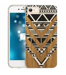 Coque Iphone 7 8 effet bois aztec noir