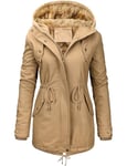 Vancavoo Womens Parka Winter Coats Hooded Coat Fleece Lined Jacket Ladies Arctic Velvet Outdoor Warm Hoodies zip up Sweatshirt Windbreaker Hoodies Cotton Outwear with Pockets(Khaki,M)