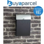 Garden Trading Carbon Grey & Steel Letter Post Mail Box With Lock Wall Mounted