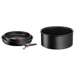 Tefal Ingenio, Lot de 3 pièces, Poêles 24 et 28 cm + poignée, Induction, Revêtement antiadhésif & Ingenio Eco Resist Casserole 20 cm, Empilable, Induction, Antiadhésif sûr, Cuisson saine