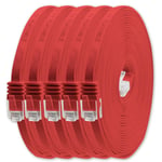 5m - Rouge - 5 Pièces - Câble Réseau Plat Cat.6 Câble Plat Cat6 Câble Patch Ultra Plat Cat.6 1000 Mbit/S Gigabit Lan (Rj45) Flat Slim Micro