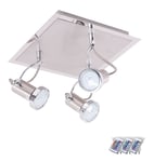 Plafonnier led spot plafonnier mobile dimmable avec télécommande lampe de salon, acier brossé, changement de couleur rvb 3x 3.5W 3x 290lm, l 23 cm