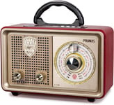 Radio Portable, J-110 Poste Radio Vintage Bluetooth Fm/Am/(Mw)/Sw, Design En Bois Classique Radio Bluetooth, Radio Vintage Retro Pr En Charge De La Carte Tf/Usb/Haut-Parleur 5W (Argent)