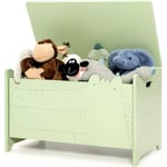 Coffre à Jouets en Bois avec Couvercle Rabattable, Rangement Jouet pour Filles Garçons avec Motif de Crocodile Vert, Idéal pour Chambre enfant, Salle