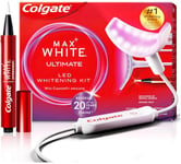 Colgate Max White Ultimate at Home LED Teeth Whitening Kit, Enamel Safe, Reverses up to 20 Years of Stains, Whitening Pen & Smartphone Powered LED Whitening Light, Developed by Dental Experts