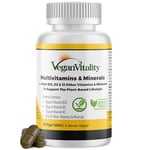 Vegan Multivitamins & Minerals with High Strength Vitamin B12, D3 & K2. 180 multivitamin Tablets - 6 Months Supply. Designed for Vegans & Vegetarians.