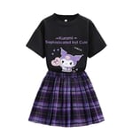 Barn Kuromi Klänning Flick T-shirt Plisserad Kjolf Outfit Sommar Casual Skolkläder Svart 120cm