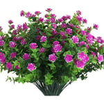 8 Paquets de Fleurs Artificielles Plantes Faux Arbustes pour Jardin Porche FenêTre BoîTe DéCor (Vert Fuchsia)