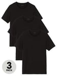 BOSS 3 Pack Classic Crew T-Shirt, Black, Size L, Men