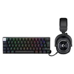 Logitech G Pro X 60 Lightspeed, Clavier Gaming sans Fil, mécanique Ultra Compact TKL 60% pour PC (AZERTY FR) + Pro X 2 Lightspeed Casque Audio Bluetooth - Noir