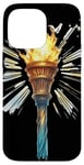 Coque pour iPhone 14 Pro Max Torche avec flammes et rayons