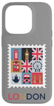 iPhone 14 Pro London Stamp with Iconic Landmarks - London Souvenir Case