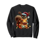 Funny Christmas Squirrel Lights Reindeer Antlers Christmas Sweatshirt