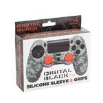 PS4 Ohjaimen Silikonisuoja + Thumb Grips Camo Digital Black FR-Tec