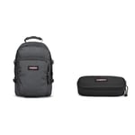 EASTPAK PROVIDER Backpack, 33 L - Black Denim (Grey) OVAL SINGLE Pencil Case, 5 x 22 x 9 cm - Black (Black)