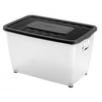 URBAN LIVING STAR BOITE DE RANGEMENT EN PLASTIQUE 46L AVEC COUVERCLE NOIR 56X37XH34CM