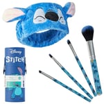 Disney Pinceaux Maquillages Stitch - Set Pinceaux Maquillage Yeux et Blush Coffret Cadeau Femme Fille Ado Lilo et Stitch (Bleu)