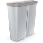 KEDEN® Double poubelle cuisine 2x25 litres corbeille bureau salle de bain trier déchets couvercle Gris taupe