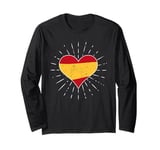 Spain Spanish Flag Vintage Heart Espana Fan Retro Long Sleeve T-Shirt