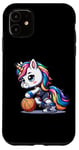 Coque pour iPhone 11 Licorne mignonne de joueur de basket-ball