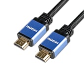 D2 Cable HDMI 2.1 Ultra HD 8k Connecteurs en OR Nylon Tressé - High Speed par Ethernet Full HD 1080P / 2160P 60Hz 3D TV PS5 - Câble Triple Blindage - Connecteurs plaqués - 1M -  Noir - Neuf