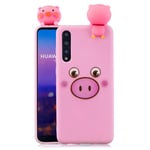 Rose-Otter Compatible pour Housse Coque Samsung Galaxy A70 Etui Silicone TPU Gel Ultra Fine Slim Antichoc Bumper Cover avec 3D Motif Cochon + Rose