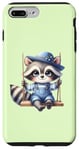 Coque pour iPhone 7 Plus/8 Plus Adorable raton laveur sur balançoire pour enfants