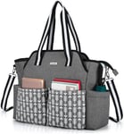 Sac de Travail pour Enseignants pour Femme,Sac Utilitaire Portable pour Professeurs avec Bandoulière et Pochettes Bien Rembourrées pour Ordinateur Portable,Gris (SAC VIDE)