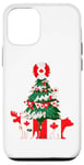 Coque pour iPhone 12/12 Pro Pull de Noël moche avec drapeau canadien et arbre de Noël