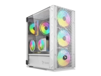 Savio Raptor White X1 ARGB Glass/Mesh White Computer Case, Midi Tower, PC, Hvit, ATX, EATX, ITX, Micro ATX, Netting, Stål, Herdet glass, Spilling