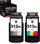 Pg-512Xl Cl-513Xl Cartouches D'Encre Remplacement Pour Canon 512 Xl 513 Xl Pixma Ip2700 Mp230 Mp240 Mp250 Mp252 Mp270 Mp280 Mp492 Mp495 Mx320 Mx360 Mx410 Mx420 Imprimante Noir Et Couleur