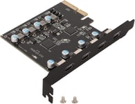 Carte D'extension PCIe vers USB C, Adaptateur de Contrôleur de Carte PCI Express USB 3.2 20 Gbit/s, Convertisseur Interne 4 Ports, Carte D'extension PCI Express pour Windows 7 8