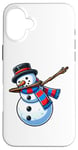 iPhone 16 Plus Dabbing Snowman Santa Hat Dab Pose Funny Christmas Case